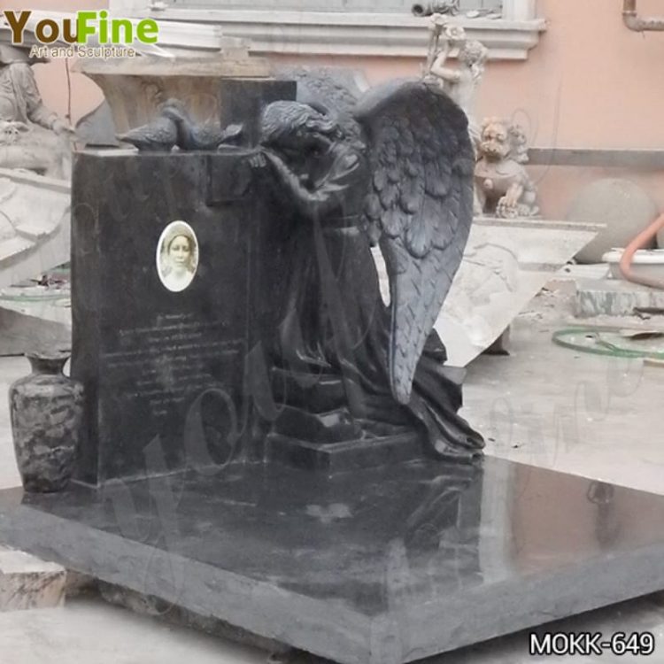 Handmade Black Granite Tombstone Memorial from Factory Supply MOKK-649