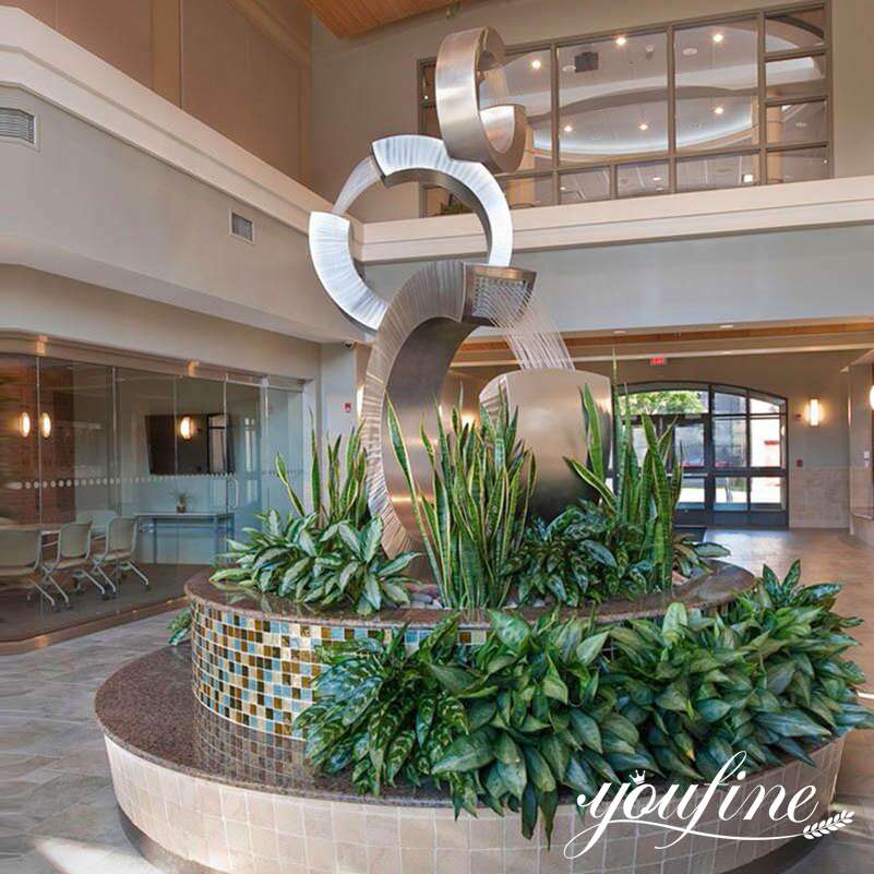 Large Stainless Steel Fountain Sculpture Plaza Decor for Sale