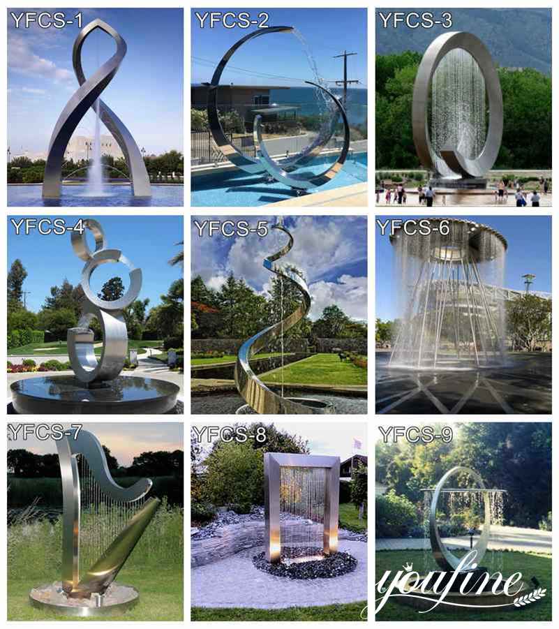 Metal fountain stainless steel sculpture