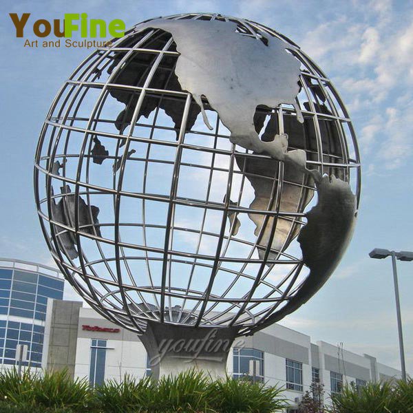 Modern Metal Stainless Steel Globe Sculpture for Sale