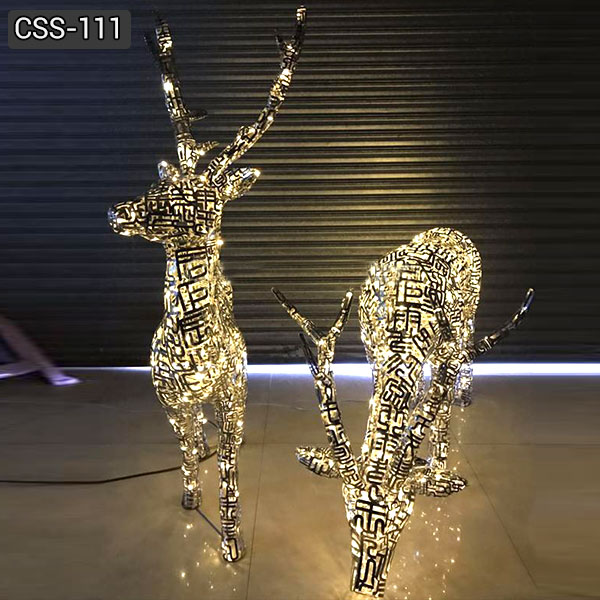 Outdoor Modern Abstract Design Light Metal Deer Sculpture for Sale CSS-111