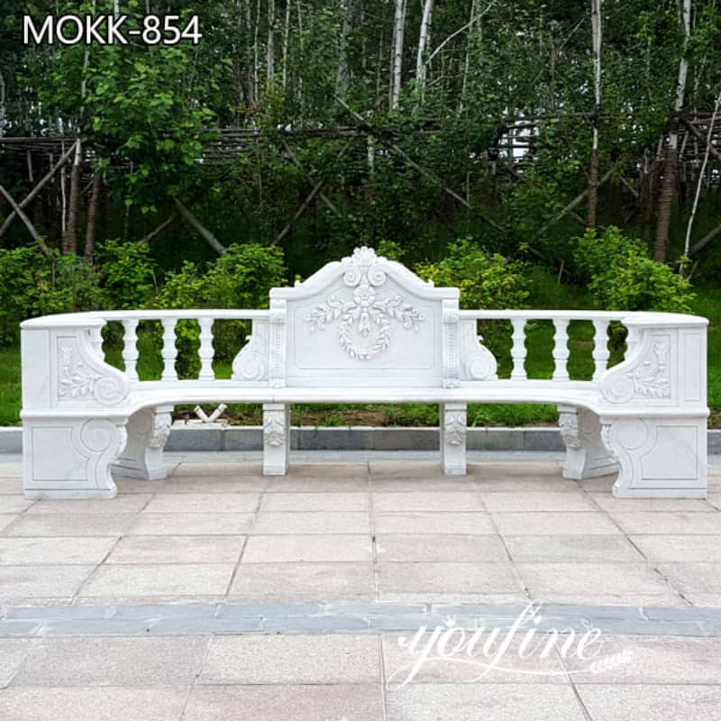 High Quality Natural White Marble Bench for Garden for Sale MOKK-854