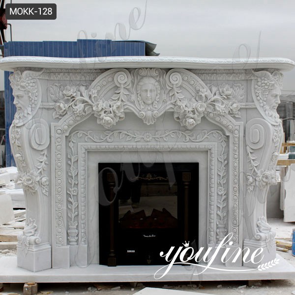 White Modern Mantel Marble Fireplace for Sale MOKK-128