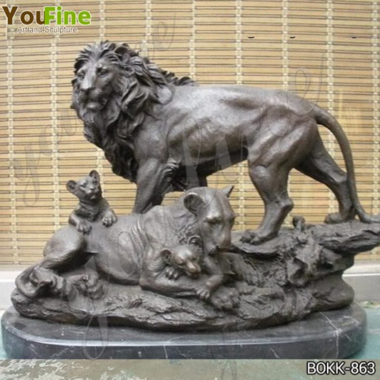 Life-size Antique Bronze Lion Family Statue for Sale BOKK-863