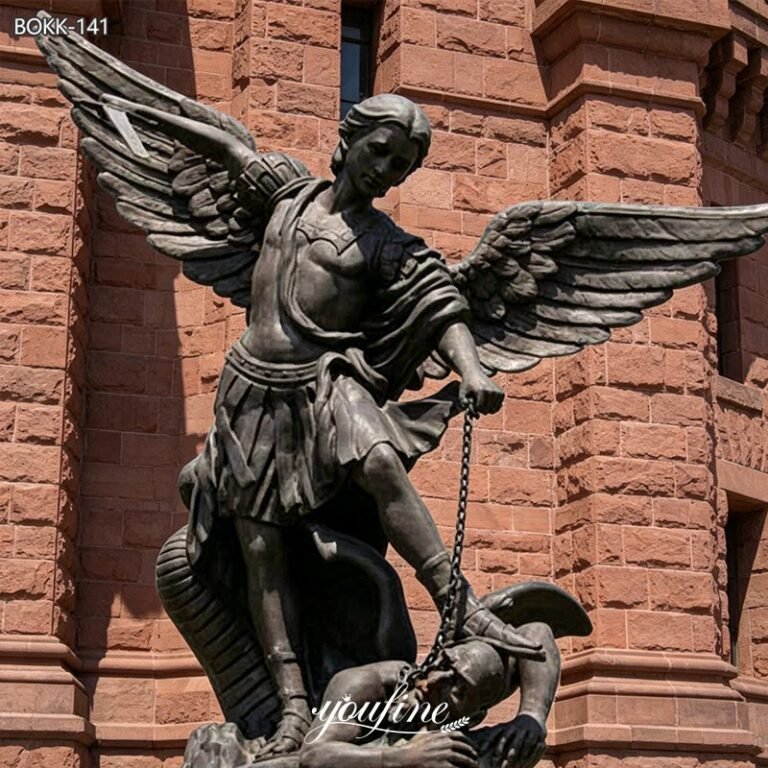 bronze Saint Michael statue front