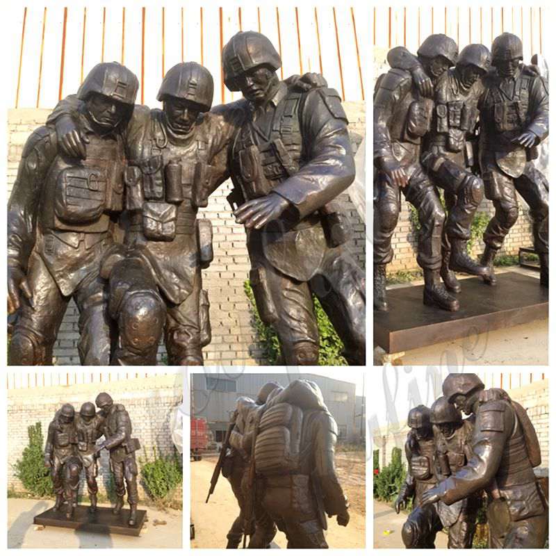 Life-size bronze military statues