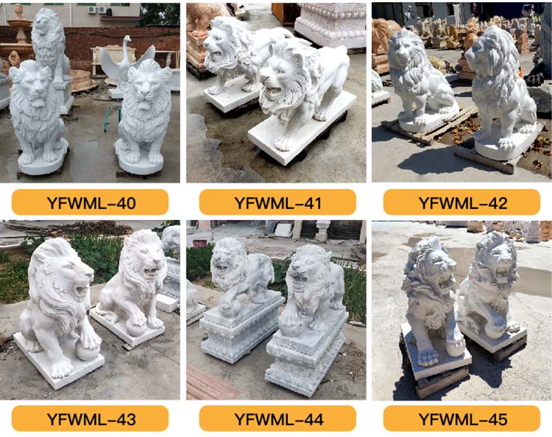 Marble Lion Statues for Gate Decoration factory supplier