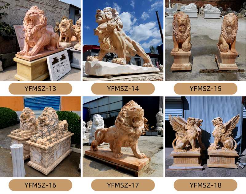 Marble Lion Statues for Gate Decoration factory supplier