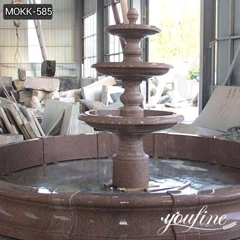 Outdoor Red Three-Tiered Water Fountain for Sale MOKK-585