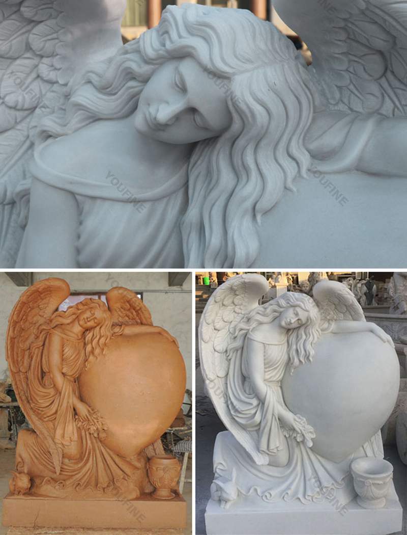 White Marble Headstone with Heart Design