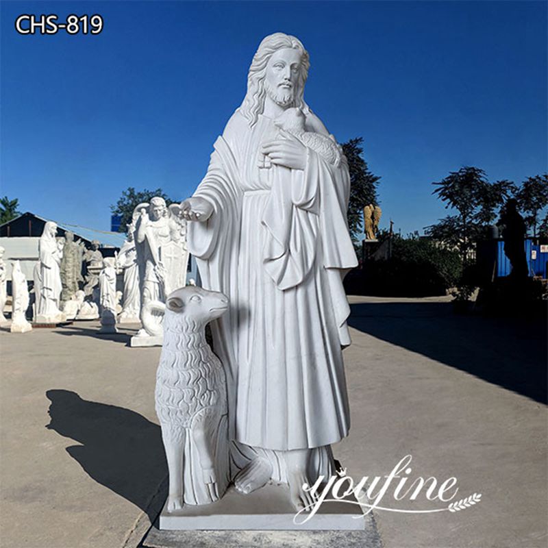 Life-Size Marble Jesus Good Shepherd Statue for Sale CHS -819