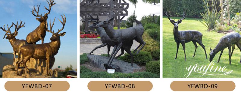 life-size bronze deer statue