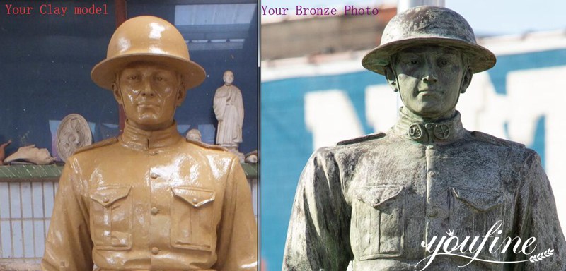 life size bronze military statue