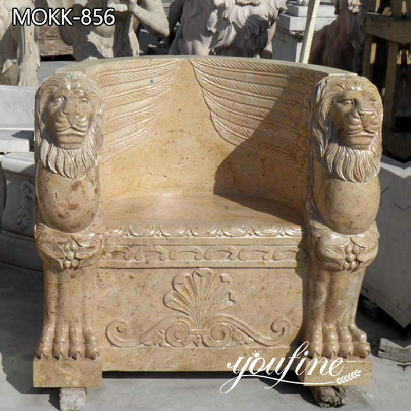 Hand-Carved Garden Outdoor Marble Bench for Sale MOKK-856