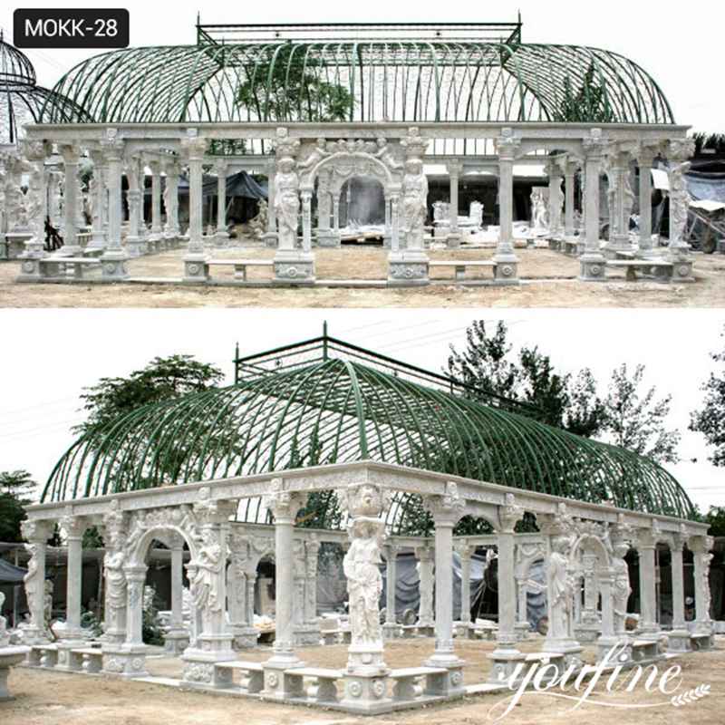 Large Outdoor White Marble Gazebo for Sale MOKK-28