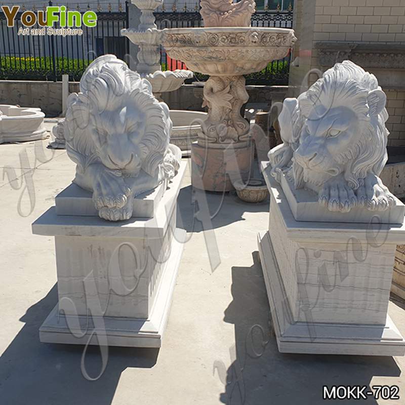 Western Style White Marble Lion Statues Suppliers MOKK-702