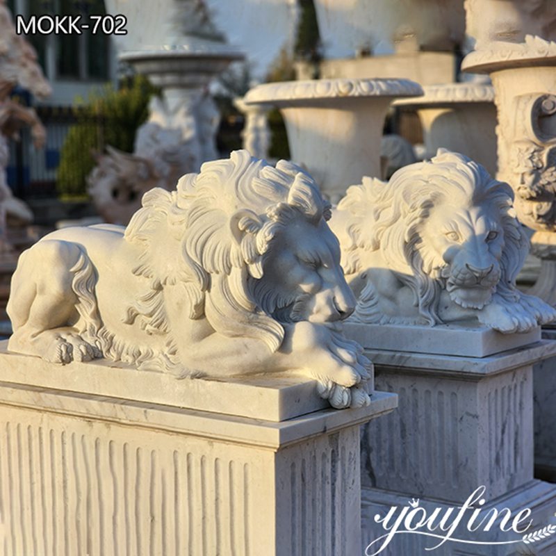 Marble Sleeping Lion Sculpture Estate and Outdoor Ornament MOKK-702