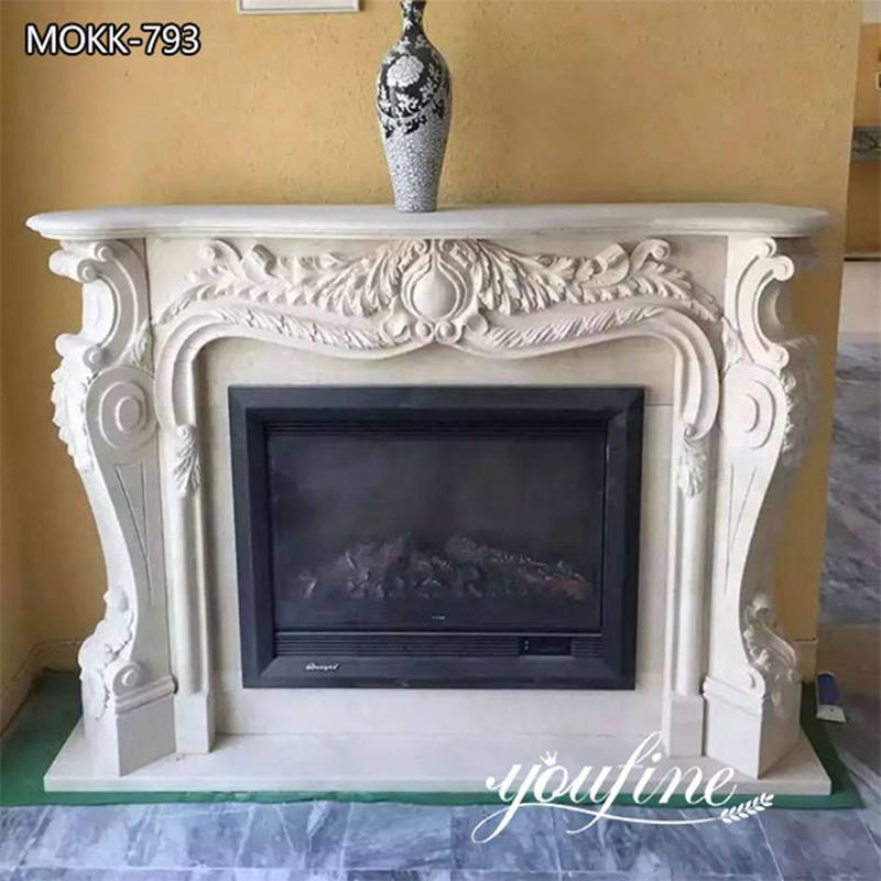 white marble fireplace