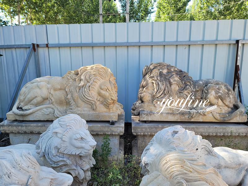 white marble lion statue-01-YouFine Sculpturec