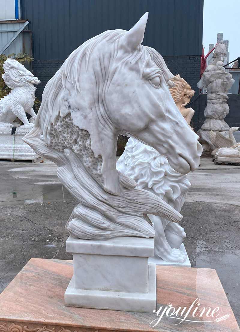 Marble Horse Head Statue