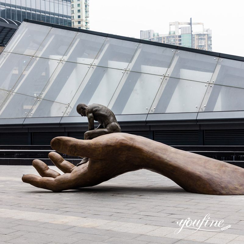 Modern Large Bronze Hand of God Statue
