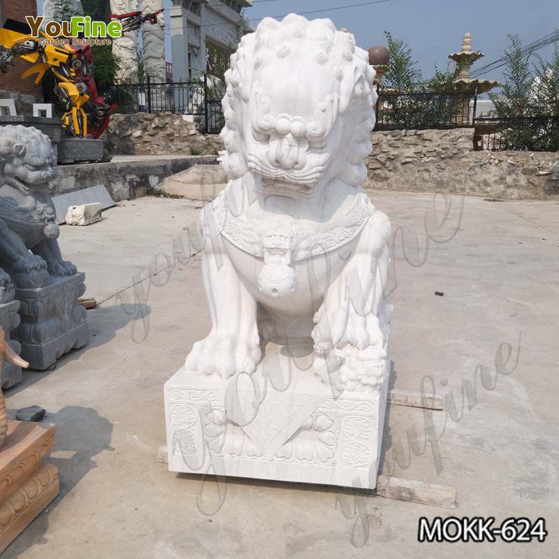Life-Size Marble Foo Dog Statues Home Decor for Sale MOKK-624