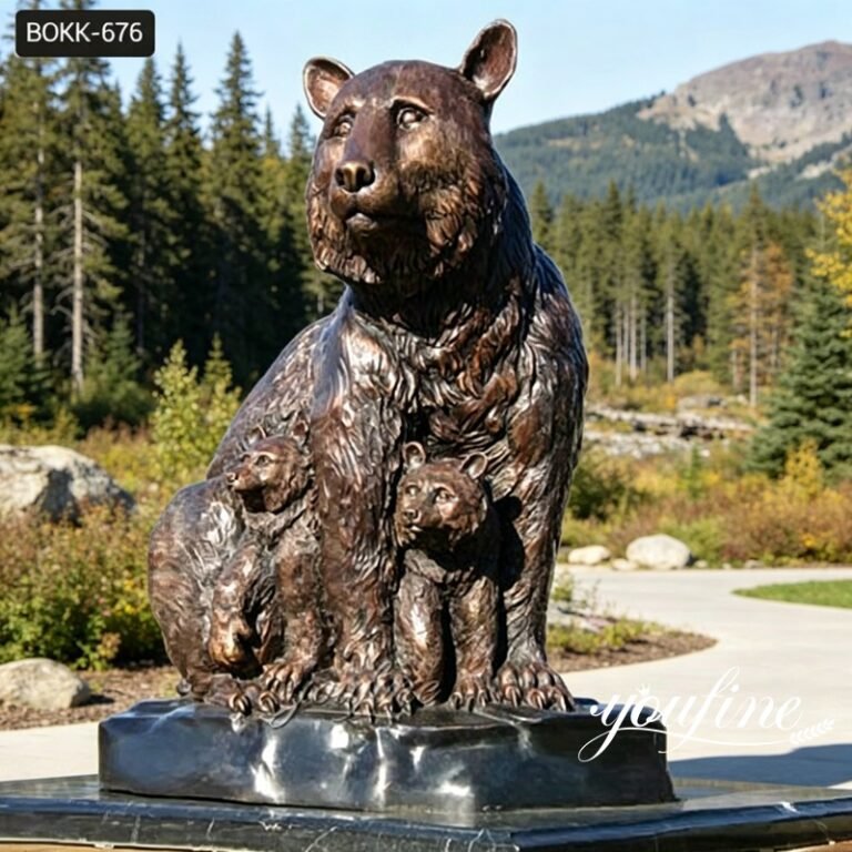 grizzly bear sculpture before park