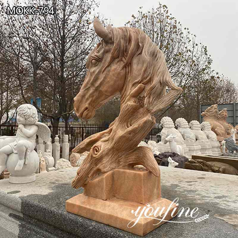 Outdoor Garden Marble Horse Head Statue for Sale  MOKK-794