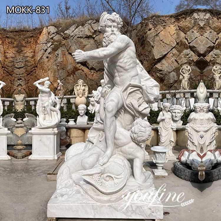 White Marble Poseidon Statue Garden Beach Decor for Sale MOKK-831