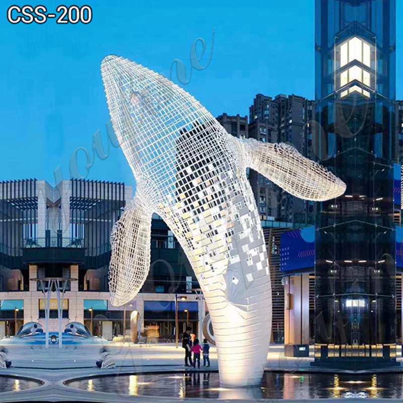Huge Metal Humpback Whale Sculpture Shopping Mall Decor for sale CSS-200