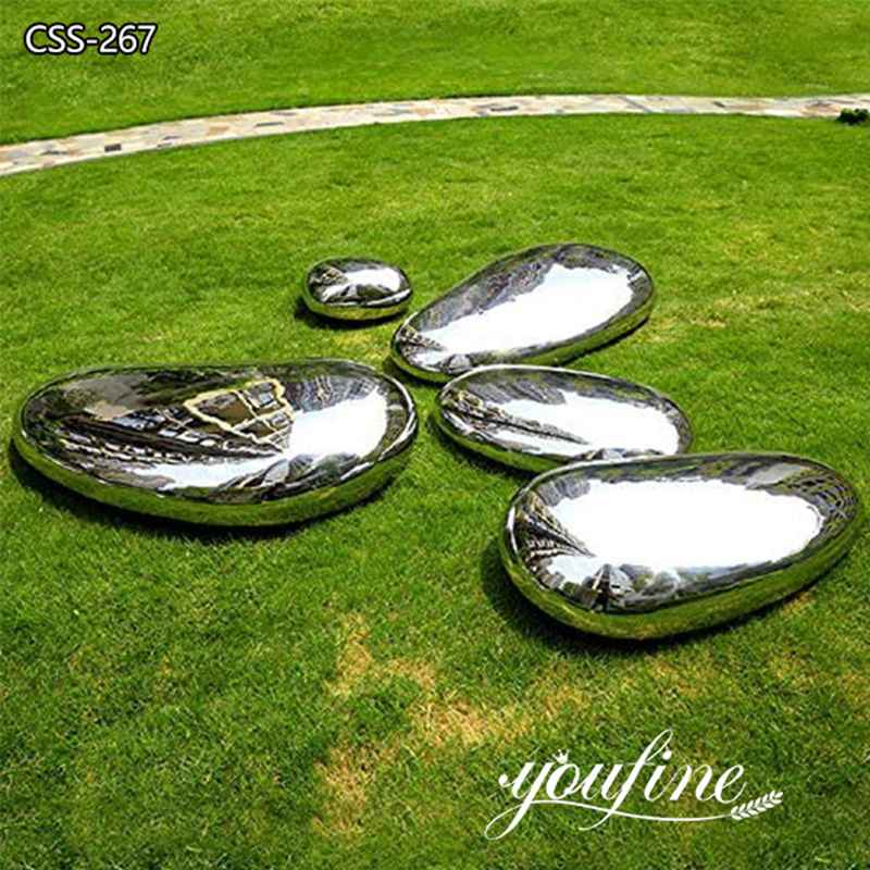 Mirror Stainless Steel Pebble Sculpture Lawn Decor Factory Supply CSS-267