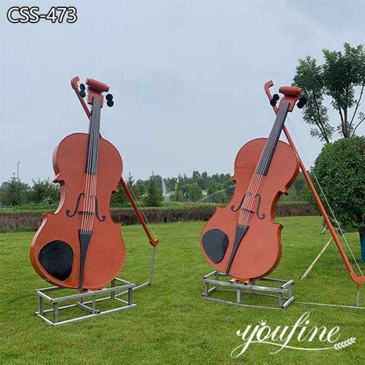 Large Outdoor Metal Cello Sculpture Stainless Steel Decor for Sale   CSS-473