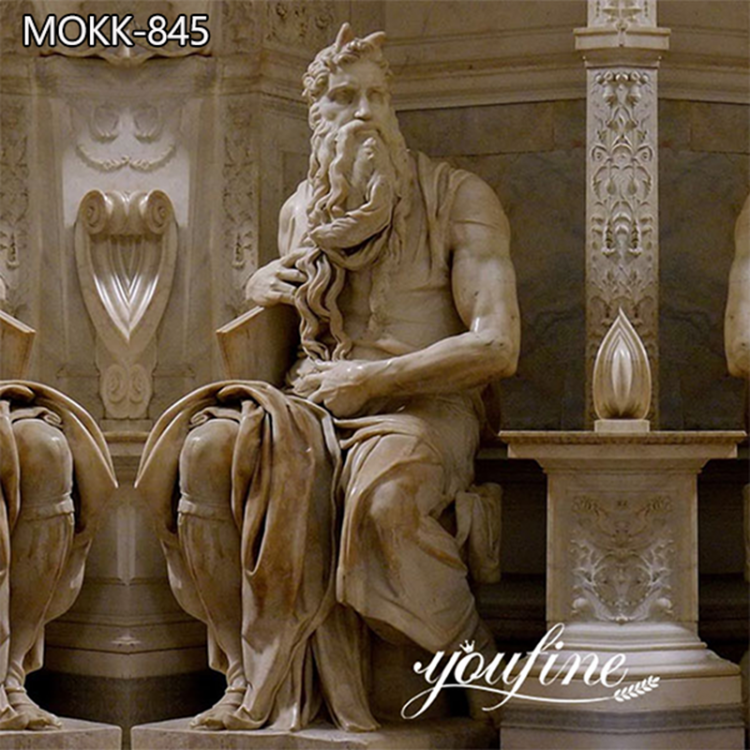 Hand-carving Marble Moses Statue Michelangelo Art Decor Manufacturer MOKK-940