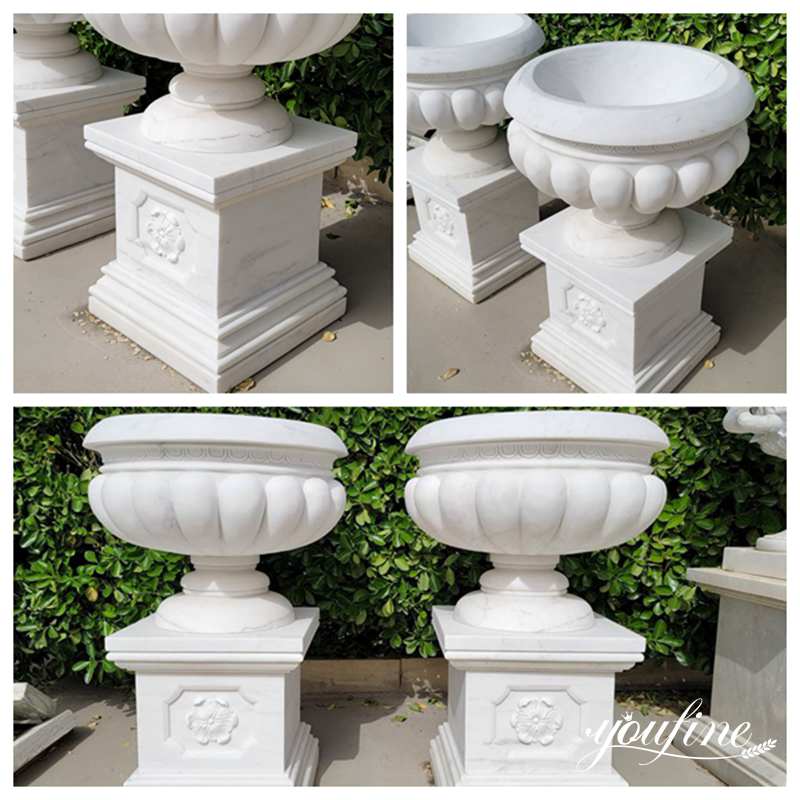 white marble flower pot