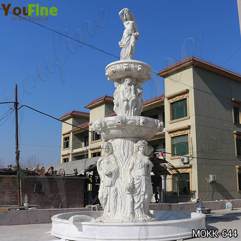 Hand-carving 3-tier Marble Figure Fountain Outdoor Decor for Sale MOKK-644