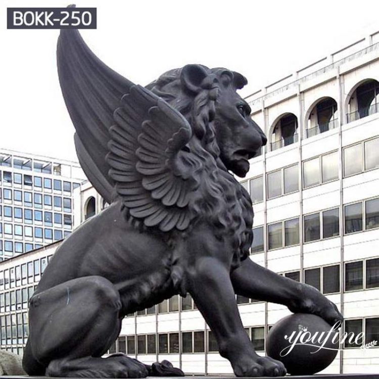 Large Casting Bronze Lion Statue with Wings Outdoor Decor for Sale BOKK-250