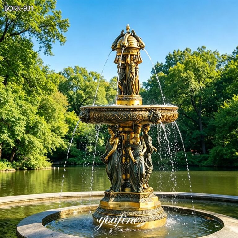 bronze statue fountains in park