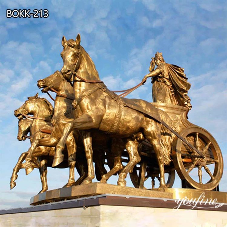 Large Antique Bronze Quadriga Sculpture Classical Decor For Sale BOKK-213