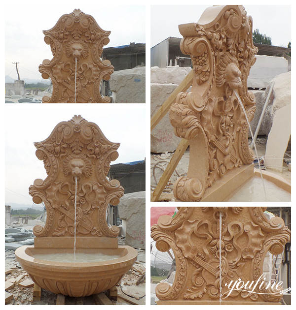 Hand-carving Marble Lion Head Wall Fountain Factory Supplier