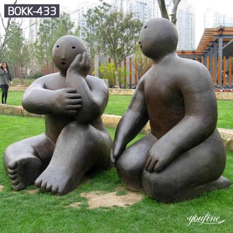 Life-size Outdoor Bronze Fat Man Sculpture Lawn Decoration for Sale BOKK-433