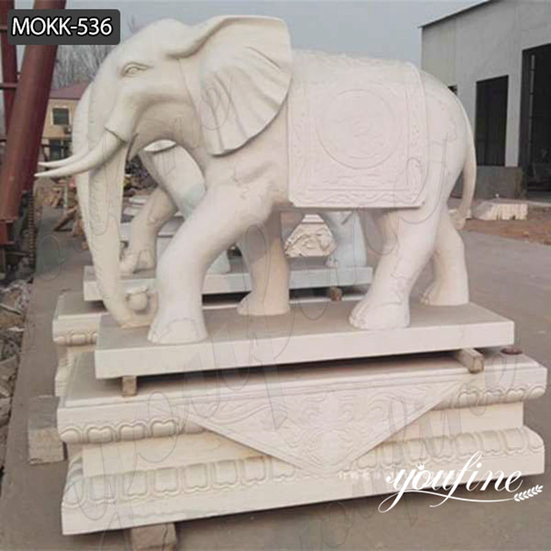 Large White Marble Elephant Statue Outdoor Decor for Sale MOKK-536