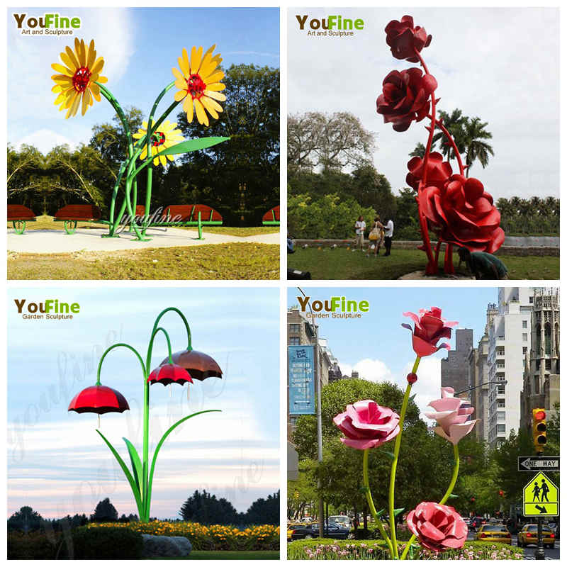 Beautiful Large Outdoor Stainless Steel Roses Sculpture Factory Supplier