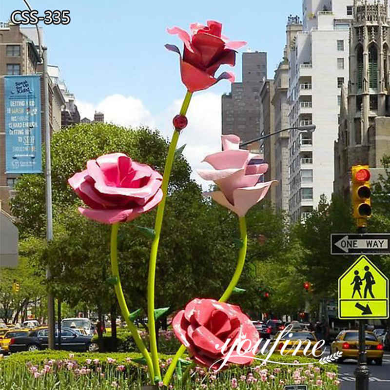 Beautiful Large Outdoor Stainless Steel Roses Sculpture Factory Supplier