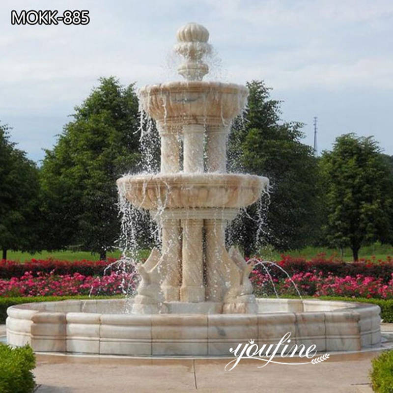 Large Outdoor Natural Stone Column Garden Fountain for Sale MOKK-885