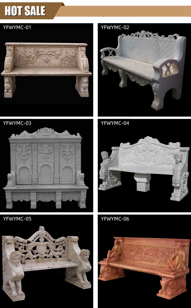 Outdoor Carved Marble Bench Garden Decoration for Sale