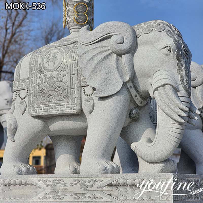 Large White Marble Elephant Statue Outdoor Decor for Sale MOKK-536