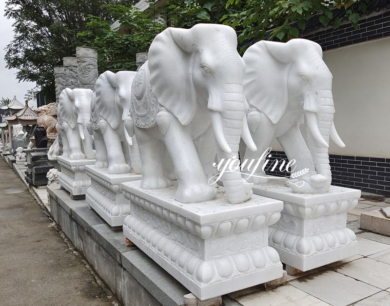 white marble elephant-YouFine Sculpture