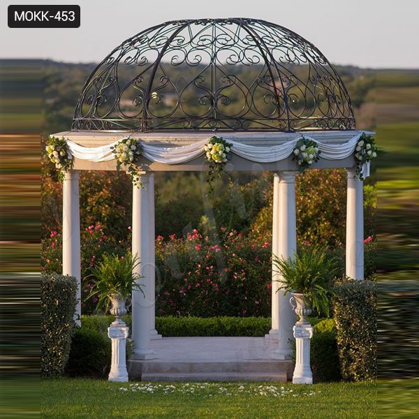 Large Outdoor Hand-carving Natural Marble Decorative Gazebo for Sale MOKK-453