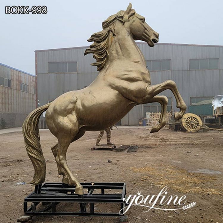 Large Gold Art Bronze Jumping Horse Statue Animal Decoration Factory Supplier BOKK-998