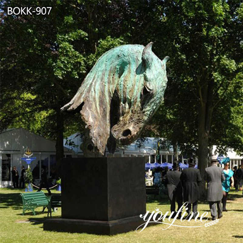 Large Antique Bronze Horse Head Sculpture Square Decor Manufacturer